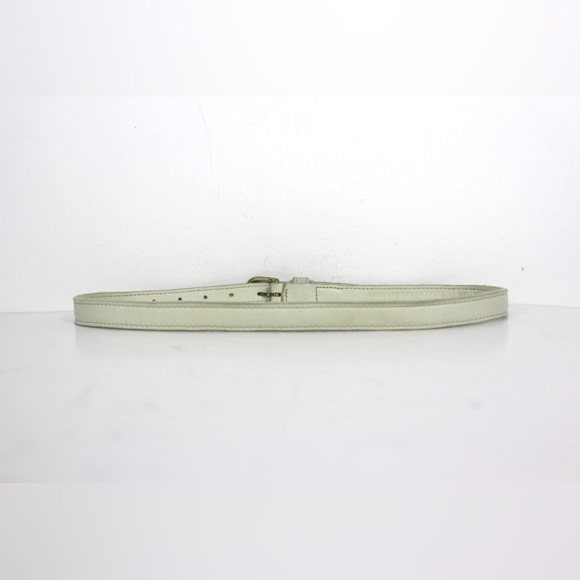 ROOTS Ecru Narrow Leather Belt Cream Off White Winter White - Picture 4 of 7